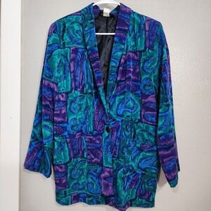 Blazer Glory Women's Blazer With Shoulder Pads Vintage Medium Purple Blue